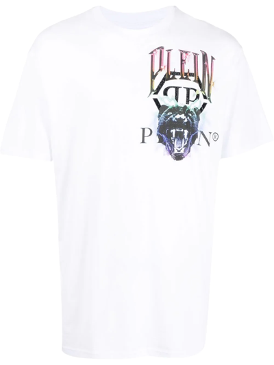 Shop Philipp Plein Logo-print Short-sleeved T-shirt In White