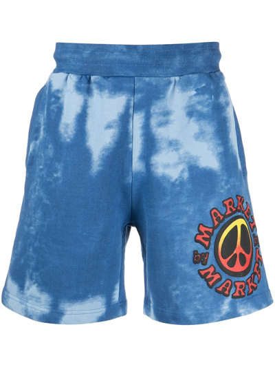Shop Market Cali Lock Gradient Tie-dye Shorts In Blue