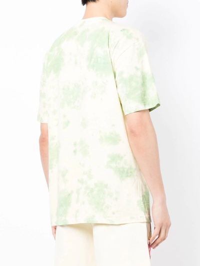 Market Graphic-print Cotton T-shirt In Green Yellow Tie-dye
