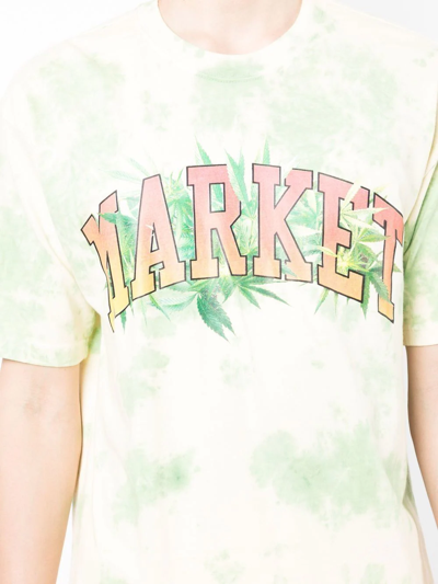 Market Graphic-print Cotton T-shirt In Green Yellow Tie-dye