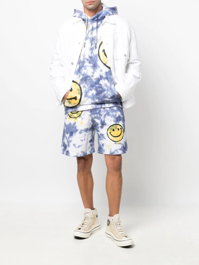 Market X Smiley Allover Print Tie-dye Hoodie Sweatshirt In Blue