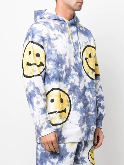 Market X Smiley Allover Print Tie-dye Hoodie Sweatshirt In Blue