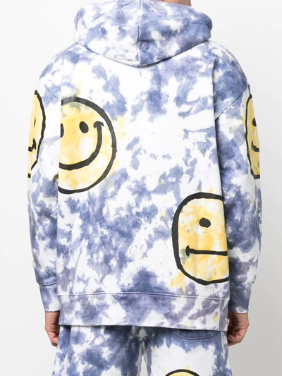 Market X Smiley Allover Print Tie-dye Hoodie Sweatshirt In Blue