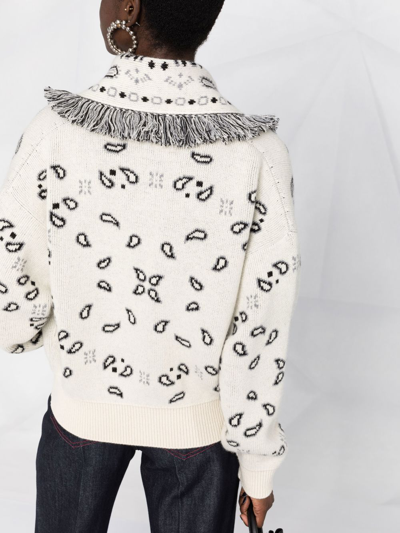 Shop Alanui Bandana-print Knitted Jumper In Weiss