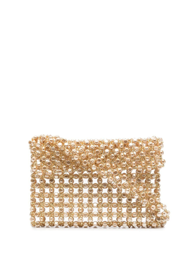 Shop Vanina Le Sablena Beaded Shoulder Bag In Gold