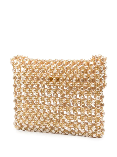 Shop Vanina Le Sablena Beaded Shoulder Bag In Gold