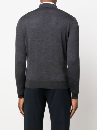 Shop Canali Merino-wool Polo Shirt In Grey