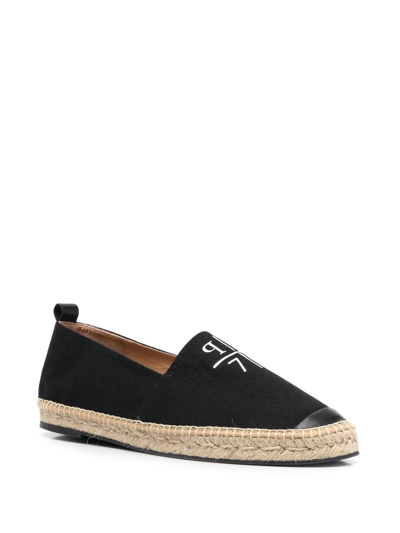 Shop Philipp Plein Logo-print Leather-trim Espadrilles In Black