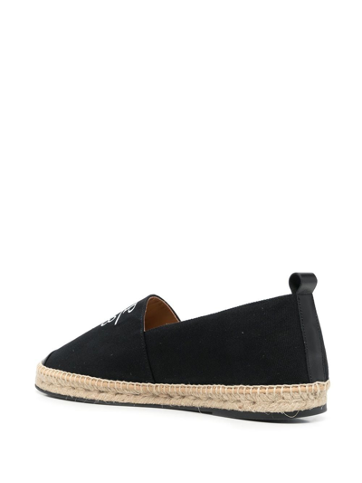 Shop Philipp Plein Logo-print Leather-trim Espadrilles In Black