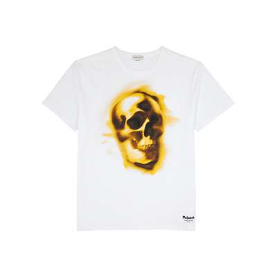 Shop Alexander Mcqueen White Skull-print Cotton T-shirt