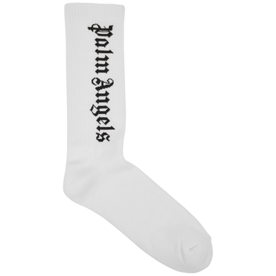 Shop Palm Angels White Logo-intarsia Cotton-blend Socks