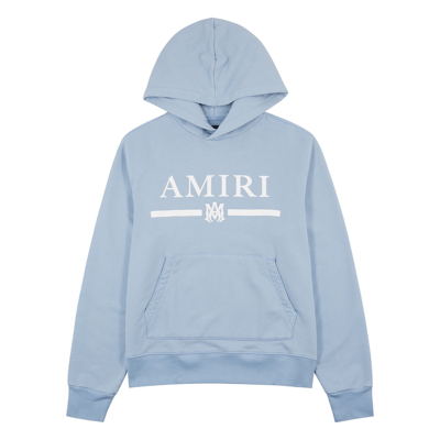 Shop Amiri Ma Bar Blue Logo Hooded Cotton Sweatshirt