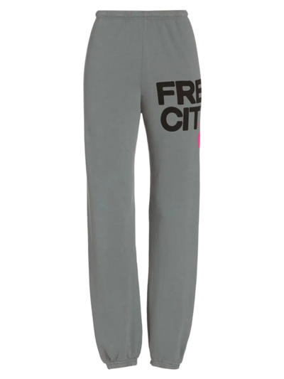 Shop Freecity Women's Logo Cotton Sweatpants In Gray Art