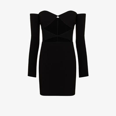 Shop Alex Perry Hadley Off-the-shoulder Cutout Mini Dress In Black