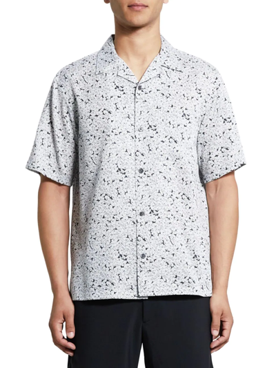 Shop Theory Men's Noll Geo Floral Shirt In Black White