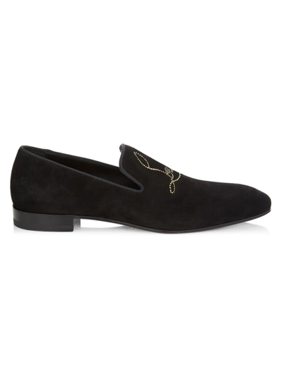 Shop Christian Louboutin Men's Dandelion Leather Loafers In Black