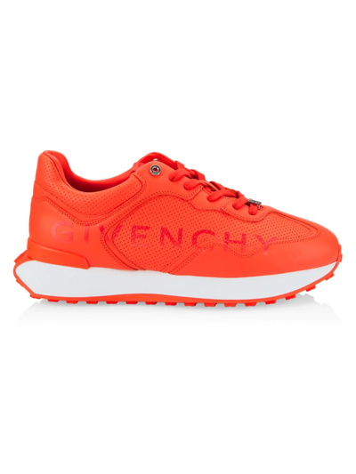 Shop Givenchy Men's Runner Leather Sneakers In Dark Orange