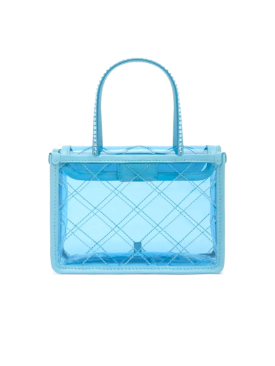 Shop Amina Muaddi Women's Amini Betty Pvc Box Bag In Aqua Blue