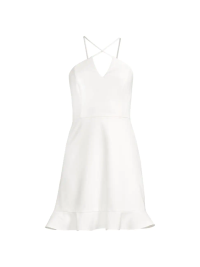Shop Aidan Mattox Women's Halter A-line Dress In Ivory