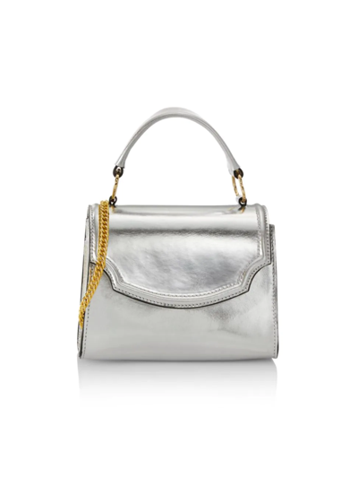 Shop Chiara Boni Women's Chiara Metallic Leather Mini Top-handle Bag In Silver