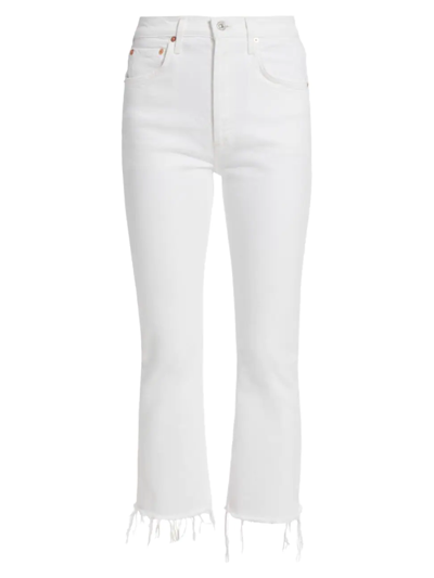 Shop Citizens Of Humanity Women's Isola Cropped Bootcut Jeans In Plaster Cream