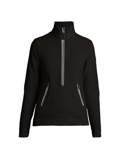 Shop Moncler Women's Grenoble Quarter-zip Sweatshirt In Black