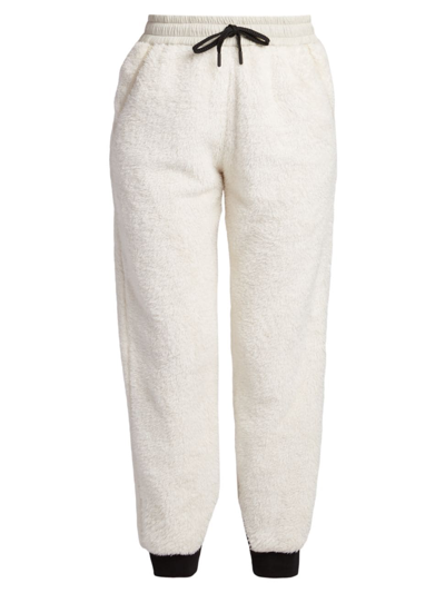 Shop Moncler Women's Grenoble Elasticized Sherpa Joggers In White