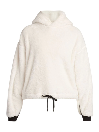 Shop Moncler Women's Grenoble Sherpa Pullover Hoodie In White