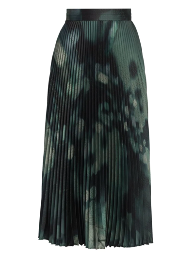 Shop Agnona Women's Printed Plissé-pleated Midi-skirt In Pine Tree