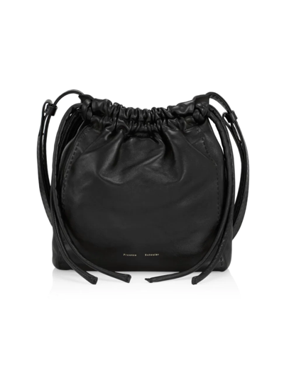 Shop Proenza Schouler Women's Drawstring Leather Pouch In Black