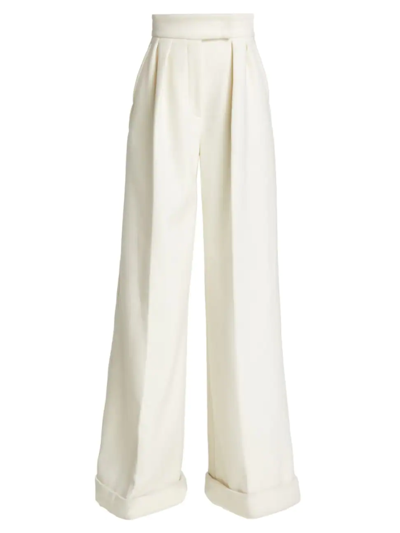 Shop Max Mara Women's Catullo Pleated Wide-leg Pants In White
