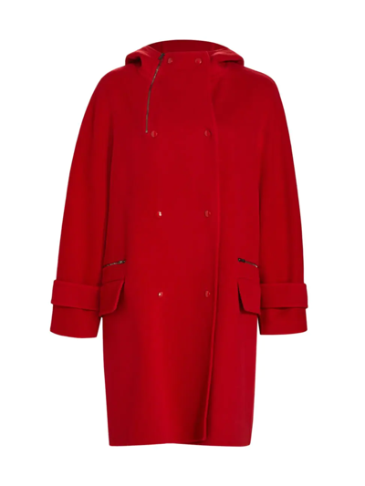 Shop Max Mara Women's Knut Hooded Double-faced Coat In Red