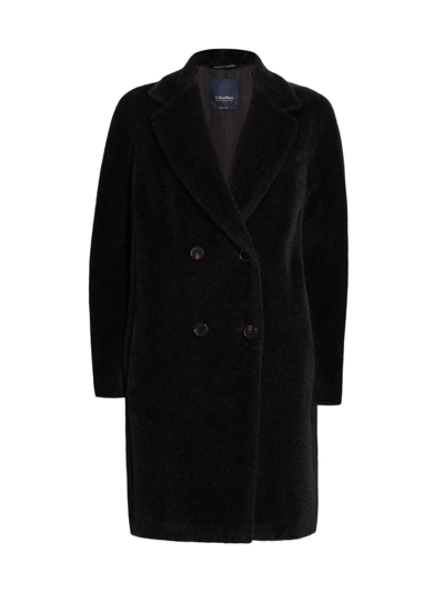 Shop Max Mara Women's Roseto Teddy Double-breasted Coat In Dark Grey
