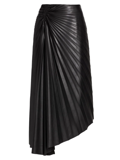 Shop A.l.c Women's Tracy Pleated Vegan Leather Skirt In Black