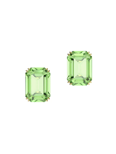 Shop Swarovski Women's Millenia Goldtone-plated & Crystal Stud Earrings In Green