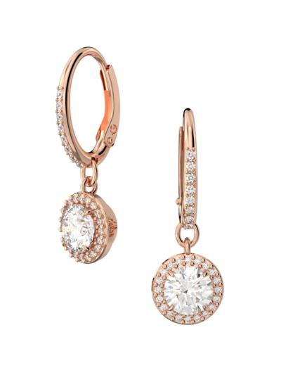 Shop Swarovski Women's Constella Rose-goldtone & Crystal Halo Drop Earrings In Rose Gold