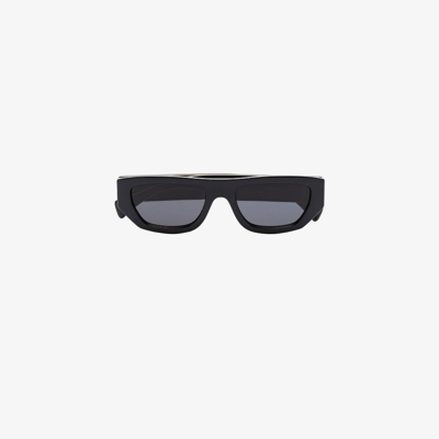 Shop Gucci Black Rectangle Frame Sunglasses