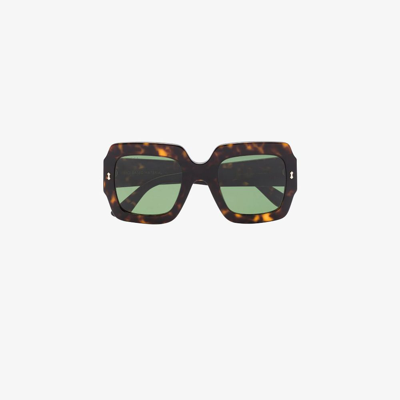 Shop Gucci Brown Havana Oversized Square Frame Sunglasses