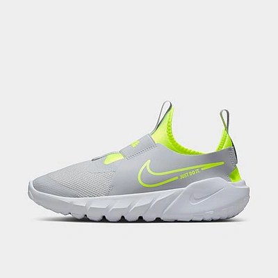 Shop Nike Big Kids' Flex Runner 2 Running Shoes In Grey Fog/volt/photo Blue/volt