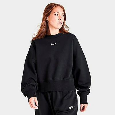 Shop Nike Women's Sportswear Phoenix Fleece Oversized Crewneck Sweatshirt In Black/sail