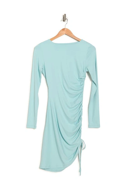 Susana Monaco Side Ruched Long Sleeve Body-con Minidress In Breathe