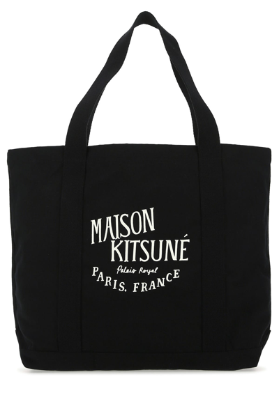 Shop Maison Kitsuné Black Canvas Shopping Bag Nd Maison Kitsune Donna|uomo Tu