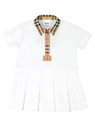 Shop Burberry Kids White Dress For Girls