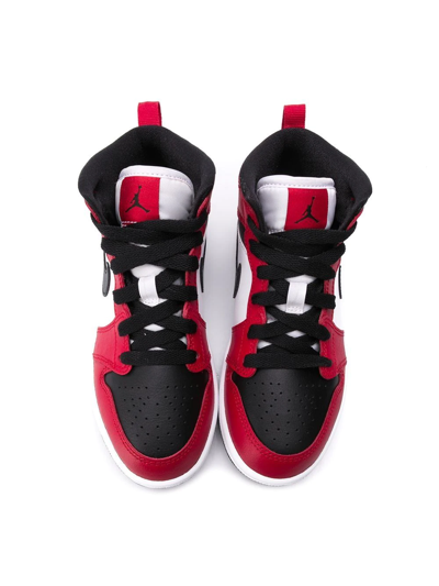 Shop Jordan Air  1 Mid "chicago Black Toe" Sneakers In Red