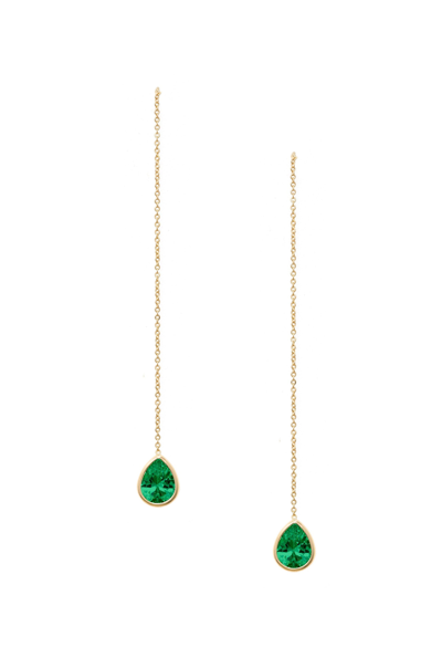Shop Ettika Barely There 18k Gold Plated Chain And Crystal Dangle Earrings In Green