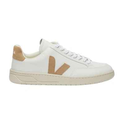 Shop Veja V-12 Leather Sneakers In Extra White Dune