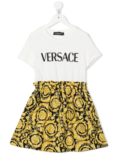 Shop Versace Barocco Kids-print T-shirt Dress In White