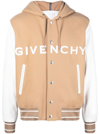 Shop Givenchy Logo-print Bomber Jacket In Neutrals