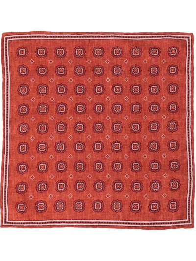 Shop Brunello Cucinelli Geometric-print Pocket Square In Red