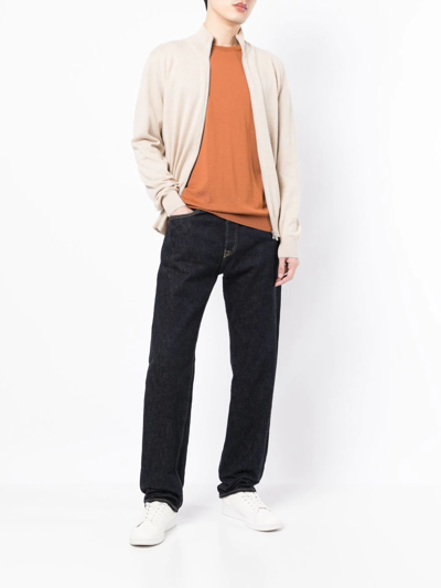 Shop Brunello Cucinelli High-neck Zip-up Cashmere Cardigan In Neutrals